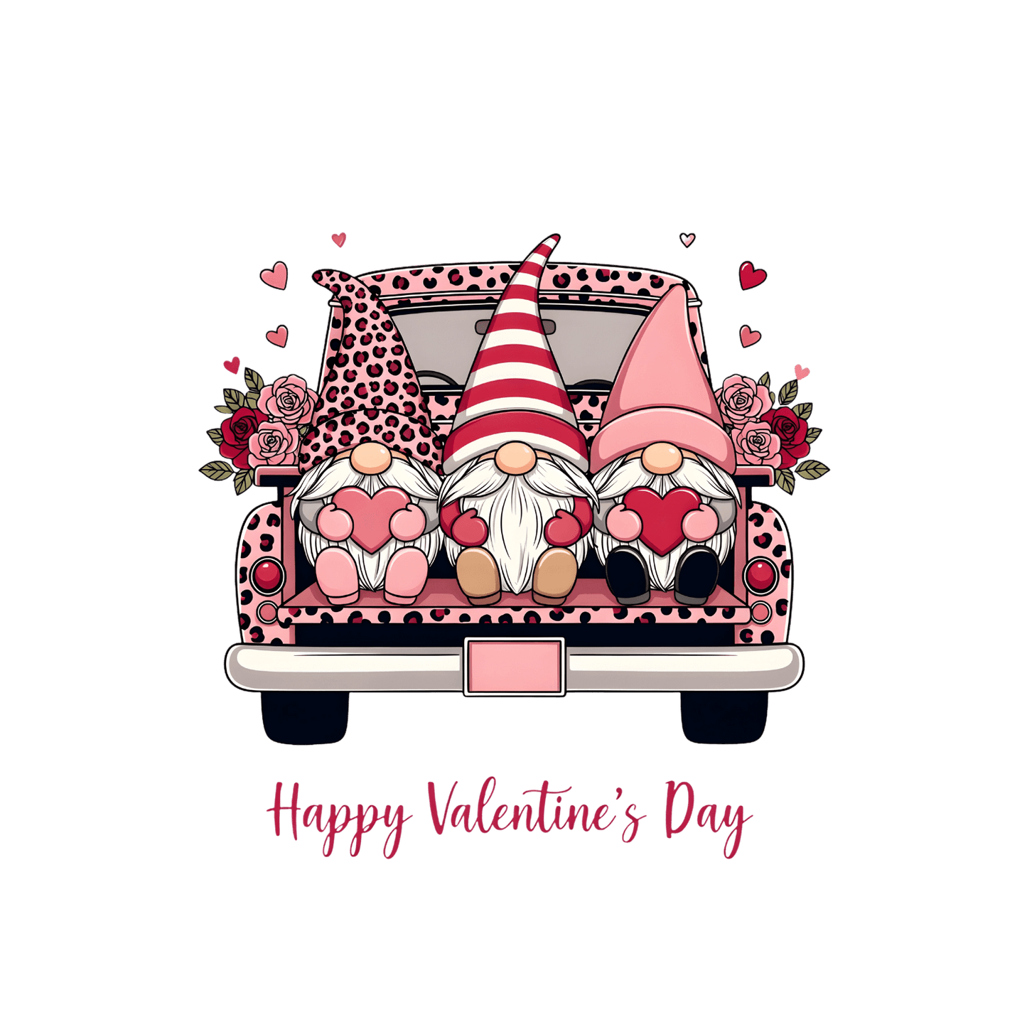 DTF Saint-Valentin – Gnomes "Happy Valentine’s Day" (Pick-up Rose)