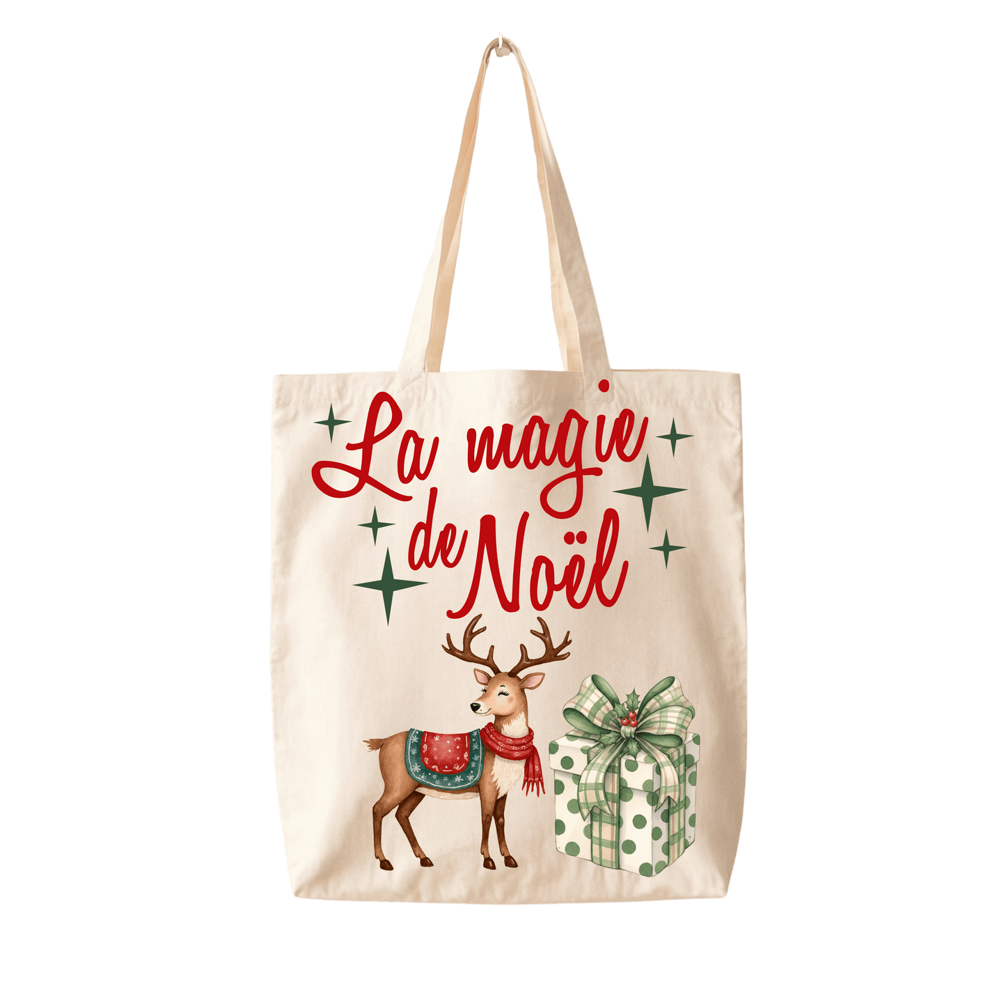 Tote Bag Coton – Renne & Cadeau (La magie de Noël)
