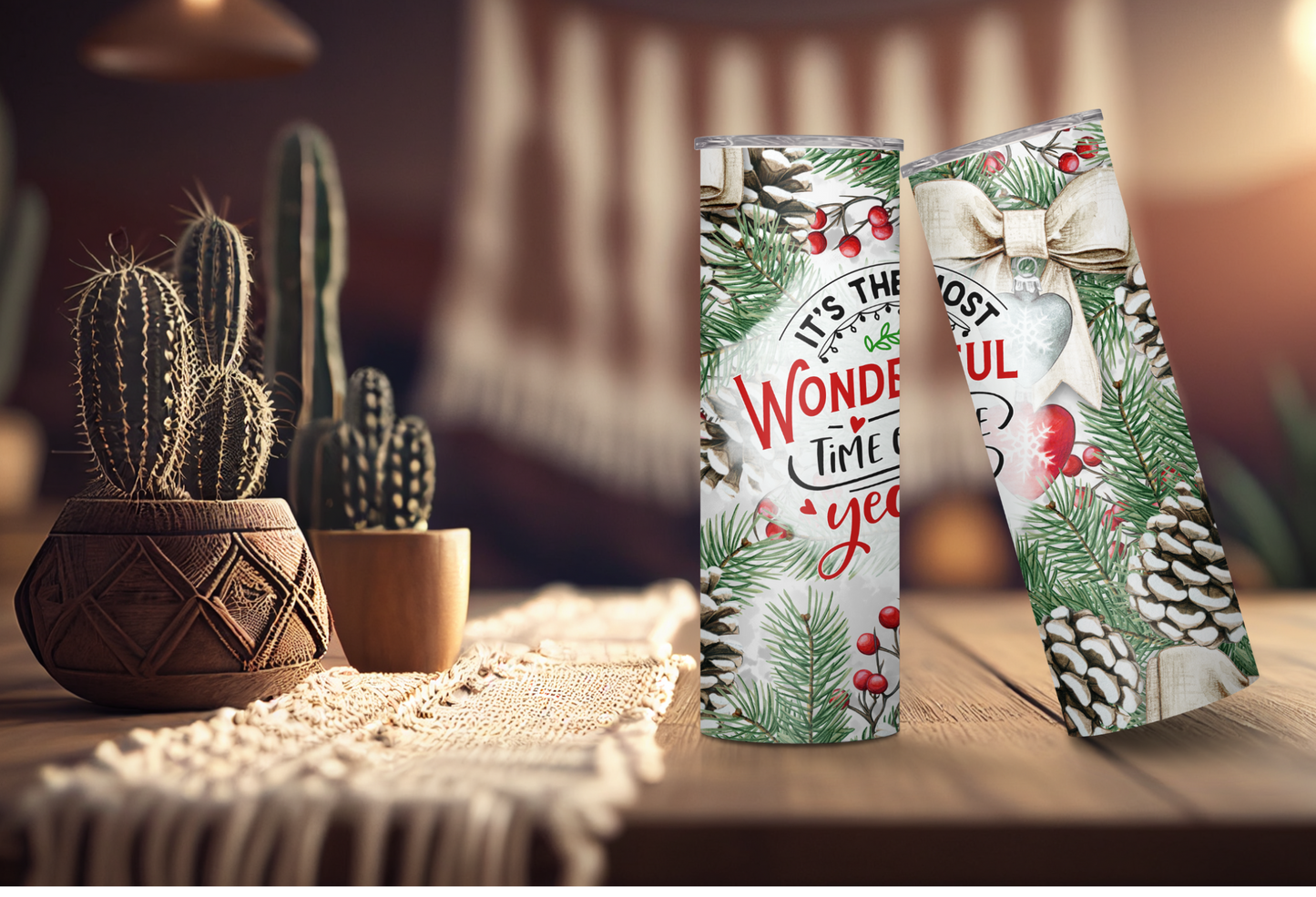Gourde Isotherme Noël Personnalisable - Pomme de Pin 590 ml