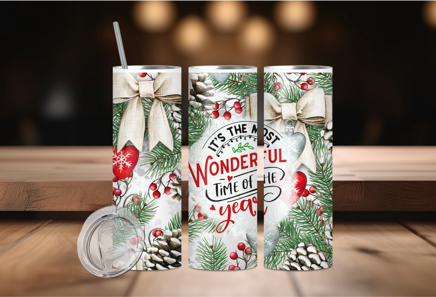 Gourde Isotherme Noël Personnalisable - Pomme de Pin 590 ml