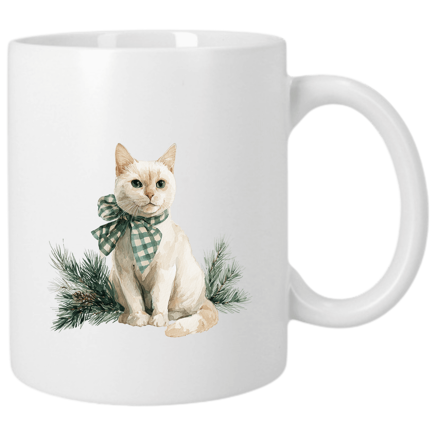 Mug Classique 325 ml – Chat & Nœud Vichy