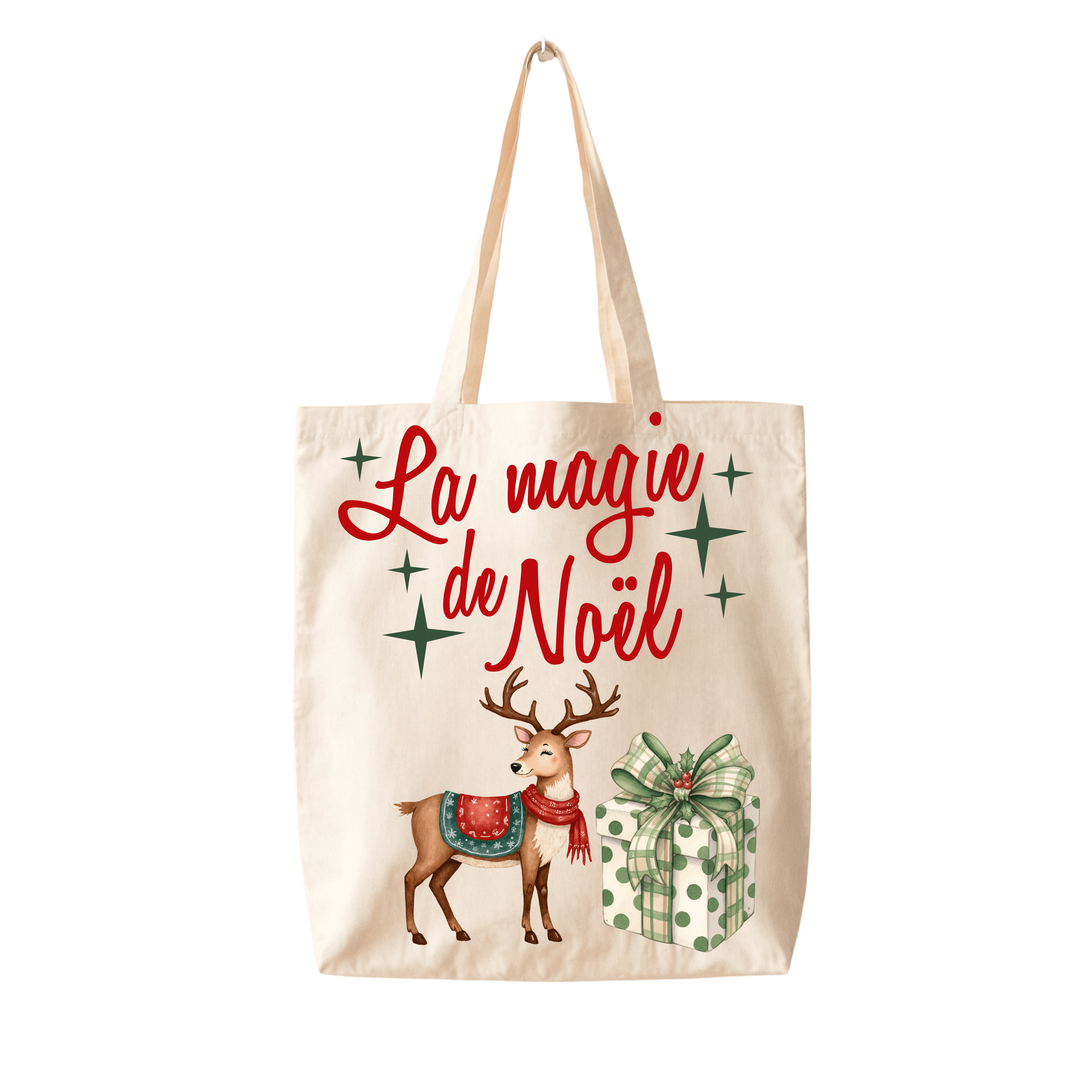Tote Bag Coton – Renne & Cadeau (La magie de Noël)