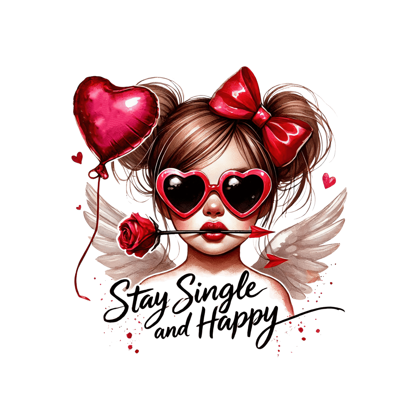 DTF Saint-Valentin – Cupidon "Stay Single and Happy"