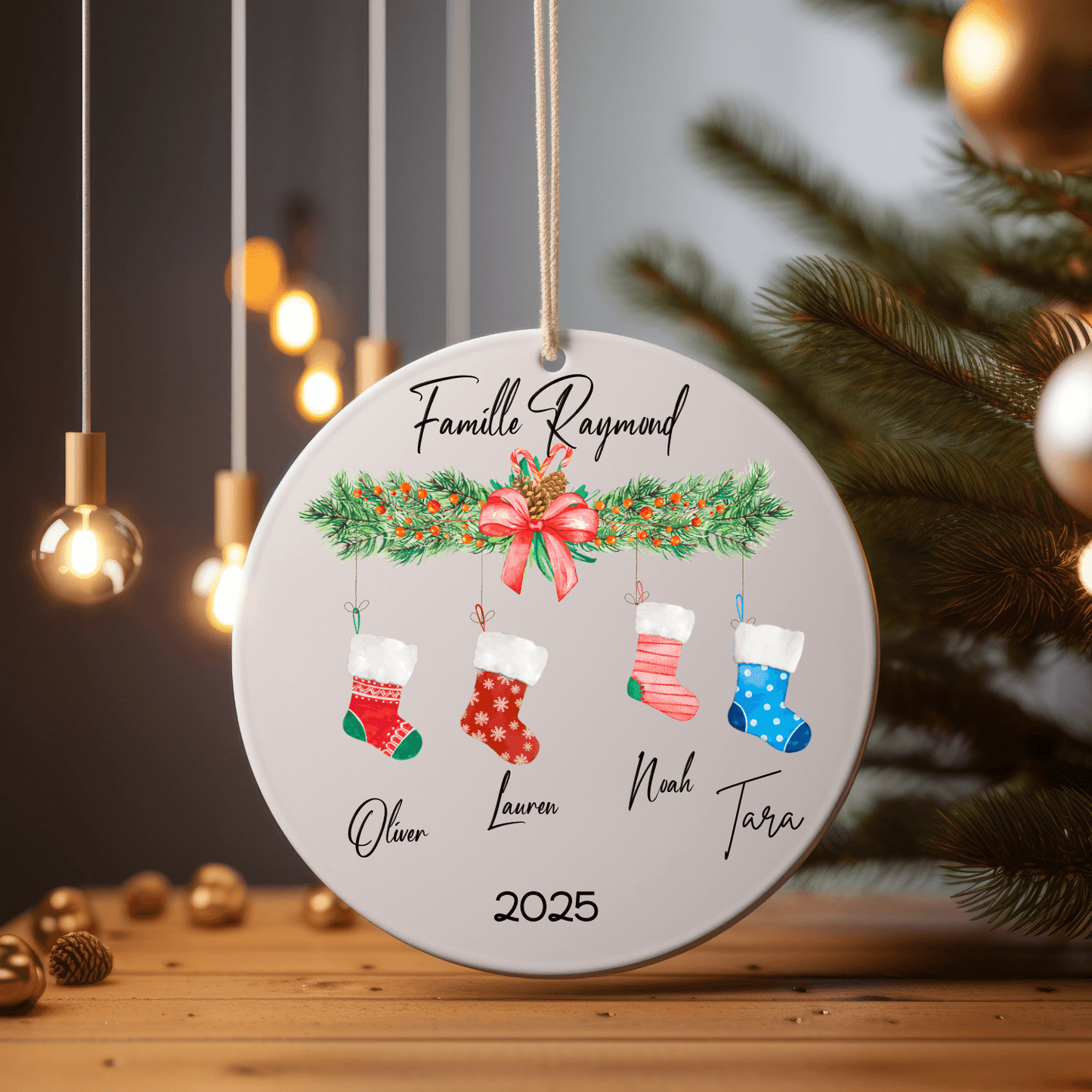 Ornement de Noël personnalisé – Chaussettes de la famille