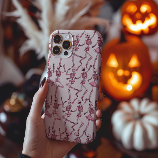 Coque de Téléphone Personnalisable Halloween Squelettes Dansants Rose
