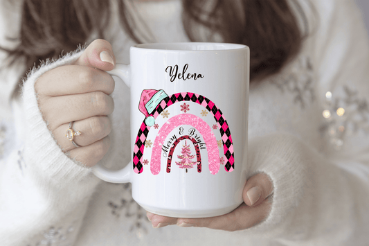 Mug de Noël Girly Rose Personnalisable