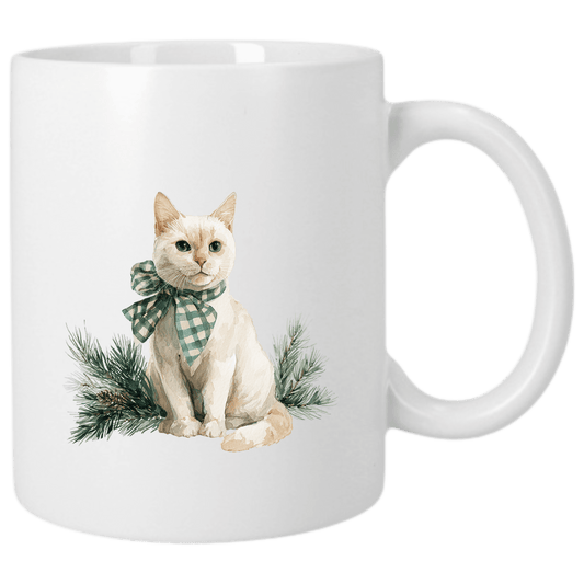 Mug Classique 325 ml – Chat & Nœud Vichy