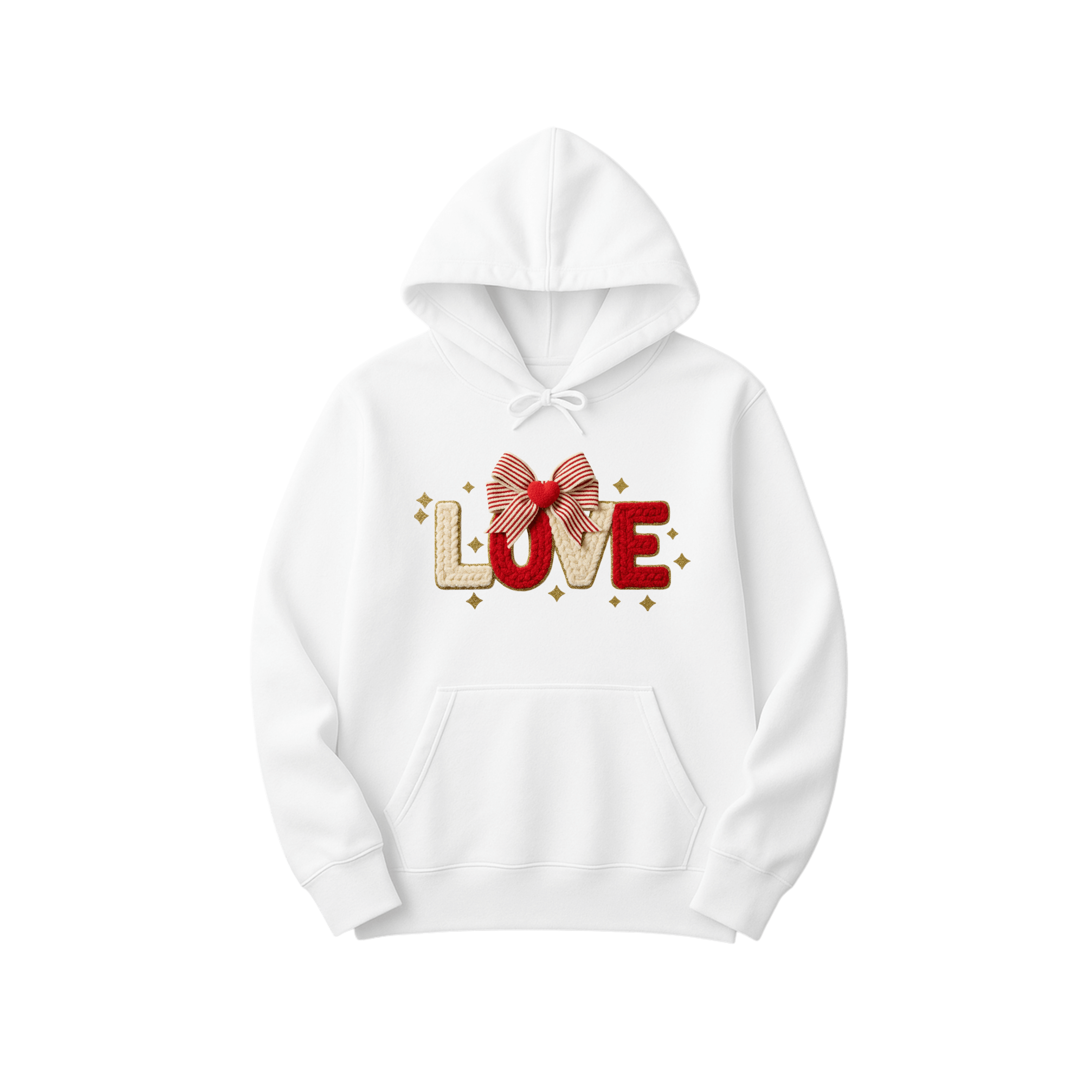 Hoodie Saint-Valentin – LOVE maille & nœud